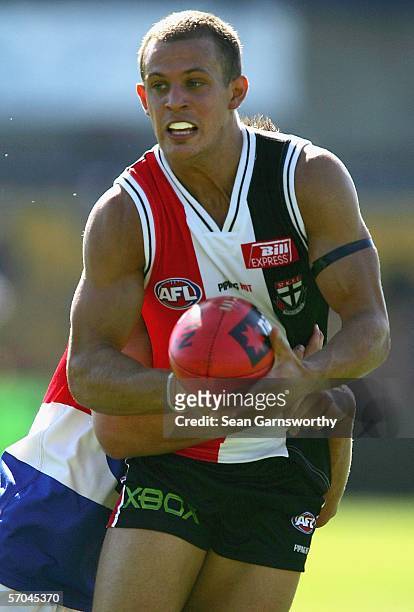 Luke Ball for St Kilda in action during the NAB Cup Challenge match between the St Kilda Saints and Western Bulldogs at Princes Park March 10, 2006...