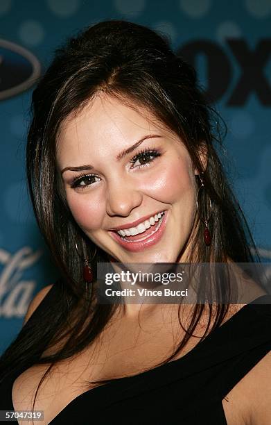 Contestant Katharine McPhee attends a party to celebrate the American Idol top 12 finalists on March 9, 2006 at the Pacific Design Center in Los...