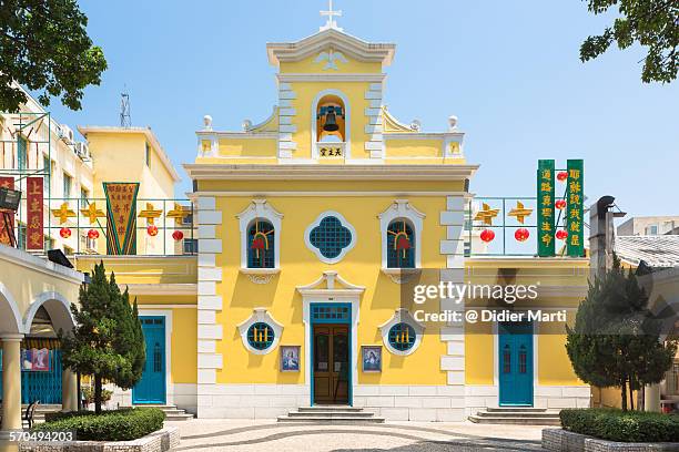 macau church in coloane - macao stock pictures, royalty-free photos & images