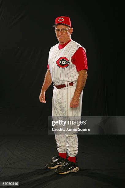 Outfield and Bunting Instructor Ed Napoleon of the Cincinnati Reds poses for a photo during the Reds photo day on February 24, 2006 at Ed Smith...