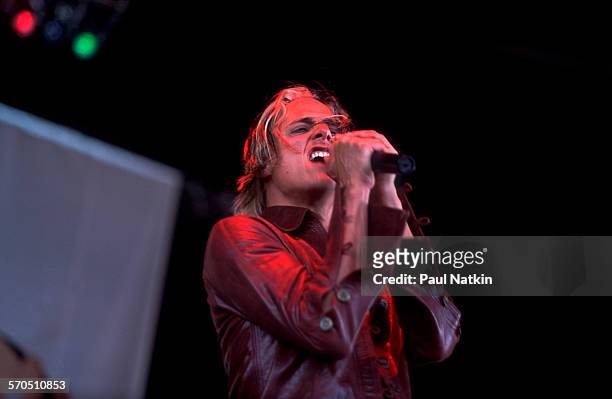 American Rock musician Brett Scallions, of the group Fuel, performs onstage at the World Music Theater, Tinley Park, Illinois, May 30, 2001.
