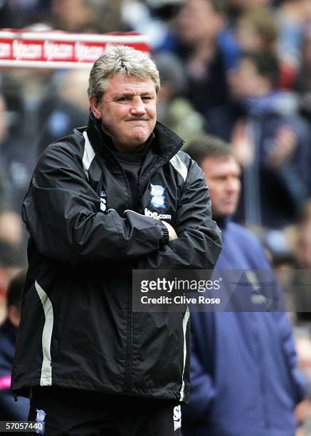 Birmingham City manager Steve Bruce looks on during the Barclays Premiership match between Birmingham City and West Bromwich Albion at the St Andrews...