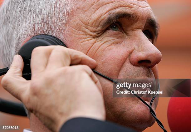 Head coach Hanspeterr Latour of Cologne looks on before the Bundesliga match between 1. FC Cologne and 1. FC Nuremberg at the Rhein Energie Stadium...