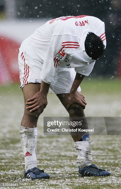 Marvin Matip of Cologne is disappointed afterr losing 3-4 the Bundesliga match between 1. FC Cologne and 1. FC Nuremberg at the Rhein Energie Stadium...