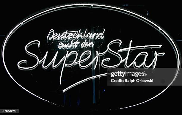 The logo of German singer qualifying contest DSDS is pictured at a TV studio on March 11, 2006 in Cologne, Germany.