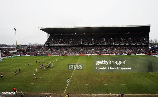 Action from the grandstand Ireland during the second half of the final RBS Six Nations match to be held at Lansdowne Road, on March 11 2006, Dublin,...