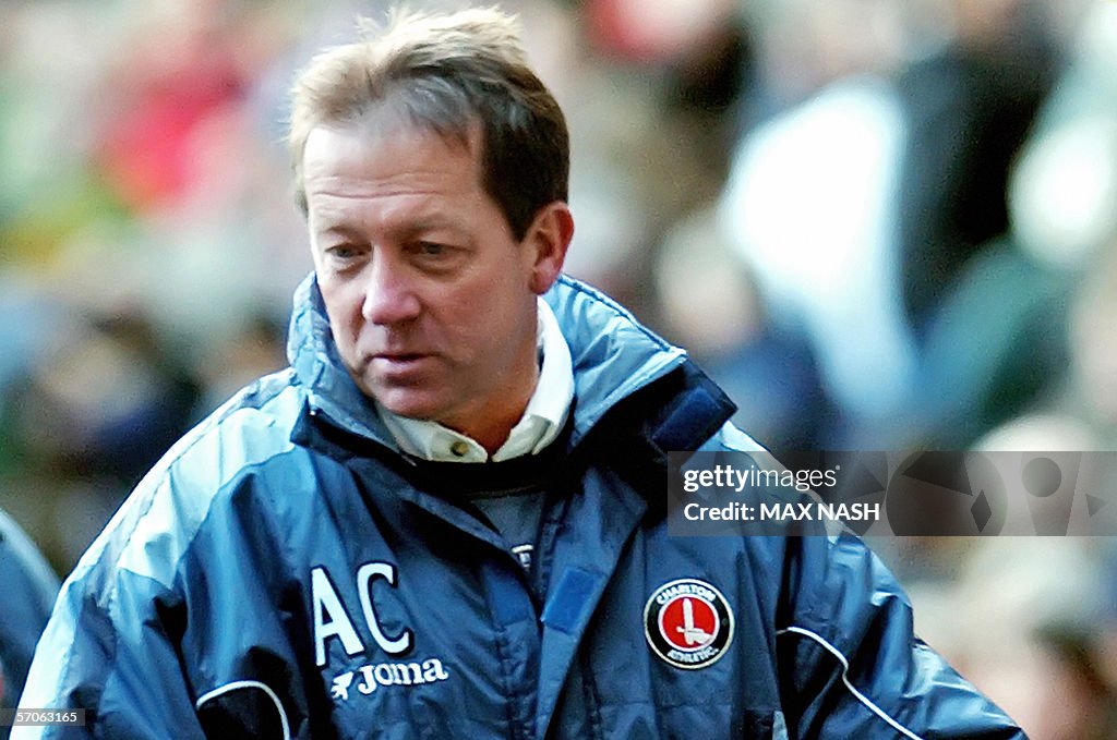 Charlton's coach Alan Curbishley watches
