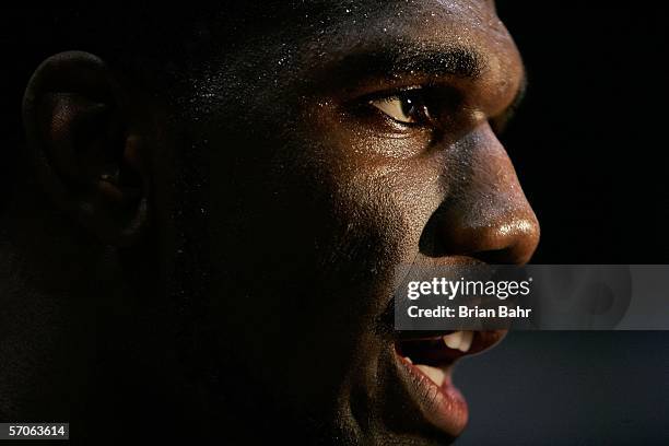 Greg Oden of the Lawrence North Wildcats on the court against the Pike Red Devils in the I.H.S.A.A. 4A Regional Boys' Basketball Tournamet at Hinkle...