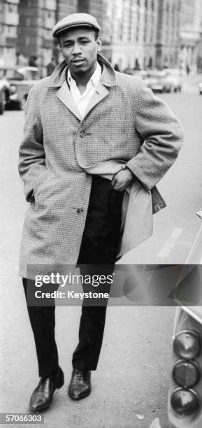 Singer Aloysius 'Lucky' Gordon arrives at the Old Bailey in London on the second day of his trial, 6th June 1963, on charges of assaulting his former...