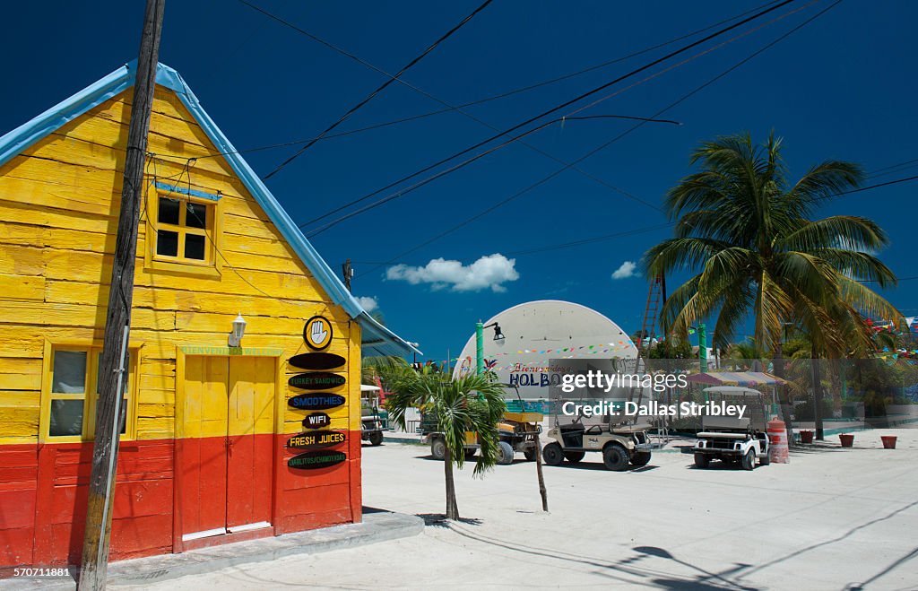 Holbox Island street scene with town square