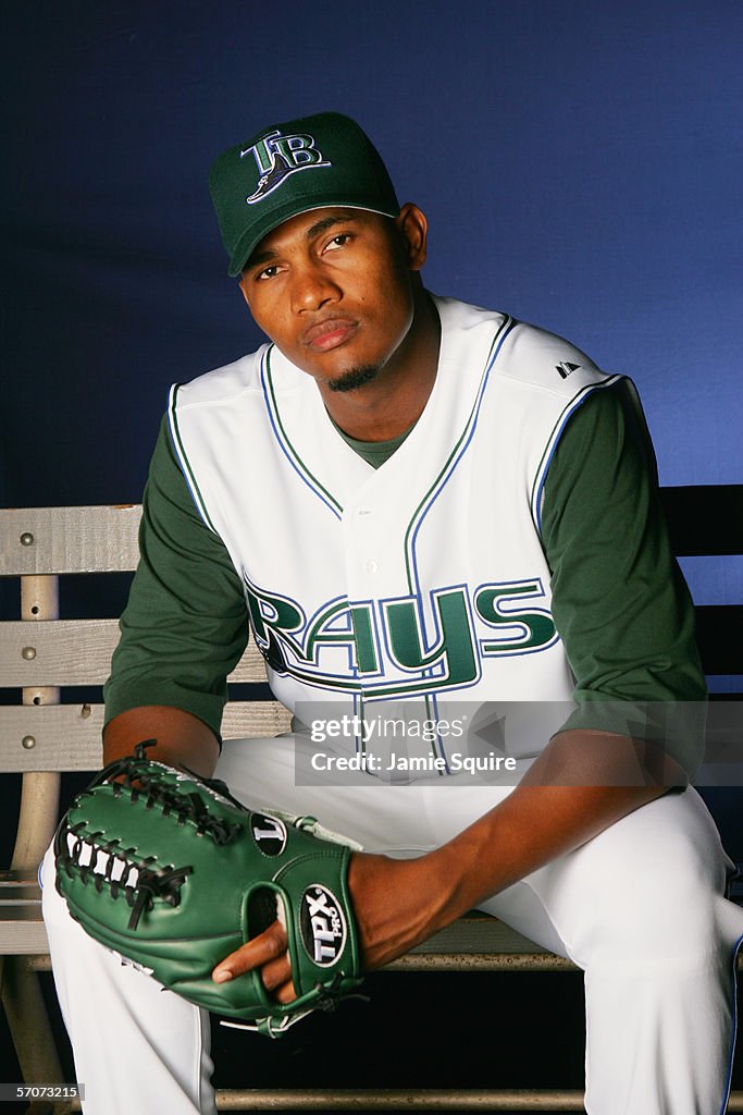 Devil Rays Frank Jesus Colome poses during Tampa Bay Devil Rays photo day February 23 ...