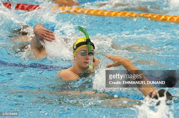 Australian swimmer Lichelle Clarke trains at the Melbourne Sports and Aquatic Centre ahead of the 2006 Commonwealth Games in Melbourne, 14 March...