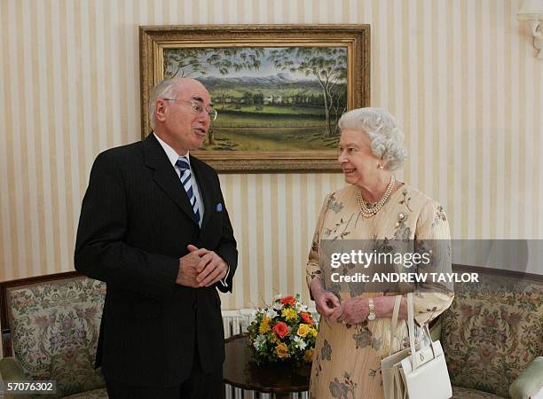 Queen Elizabeth II meets with Australian Prime Minister John Howard at the Government House in Canberra, 14 March 2006. The Queen and Prince Philip...