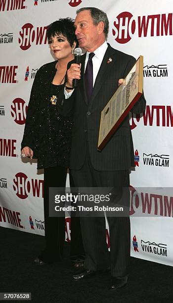 New York City Mayor Michael Bloomberg and Actress Liza Minnelli attend Showtime & Broadway Cares/Equity Fights AIDS Presents Liza With A "Z"...