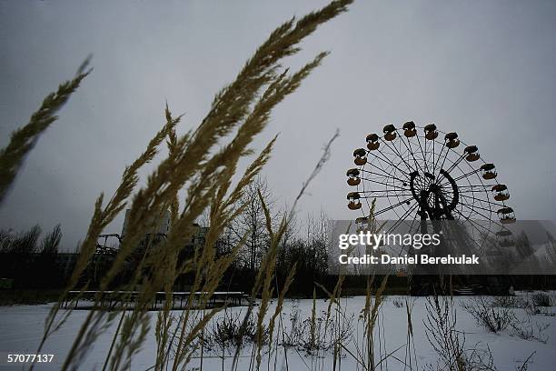 Childrens fairground is seen in the town of Pripyat on January 29, 2006 near Chernobyl, Ukraine. The town of Pripyat, deserted since the 1986...