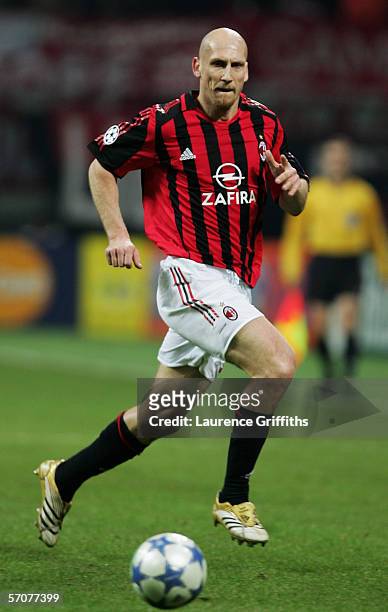 Jaap Stam of AC Milan in action during the First Knock-Out Round Second Leg match between AC Milan and Bayern Munich at the San Siro on March 8, 2006...