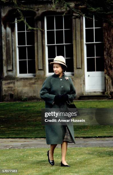 Queen Elizabeth ll walks to Church at Badminton, Gloustershire, England in April of 1973.