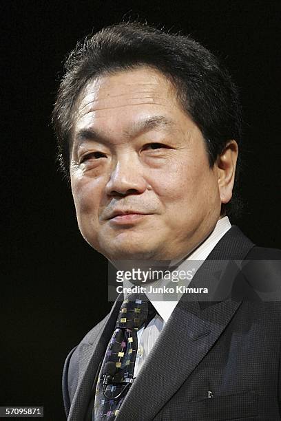 Ken Kutaragi, president and CEO of Sony Computer Entertainment, speaks during "Playstation Business Briefing 2006 March" on March 15, 2006 in Tokyo,...