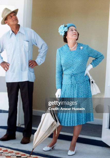 Queen Elizabeth II and Prince Philip, Duke of Edinburgh visit the Solomon Islands during a tour of the South Pacific in October, 1982.