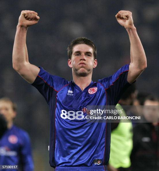Middlesbrough's defender Chris Riggott celebrates at the end of the ...