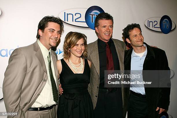 The cast of "Growing Pains, Jeremy Miller, Tracey Gold, Alan Thicke and Kirk Cameron arrives at the AOL and Warner Bros. Launch of In2TV at the...