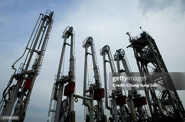 View of the SK Corporation oil refiner on March 16, 2006 in Ulsan, South Korea. The SK Corporation is Asia's leading energy and petrochemical company...