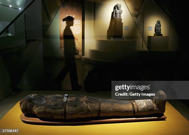 Mummy of ancient Egypt is displayed during the "Treasures of the World's Cultures the British Museum after 250 years" exhibition in the Capital...