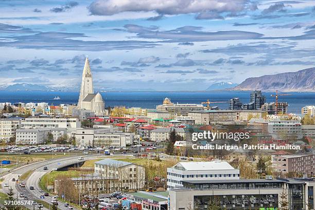 reykjavik with hallgrimskirkja - reikiavik fotografías e imágenes de stock