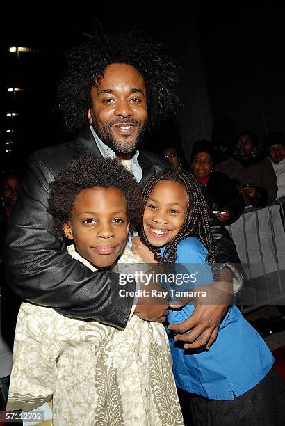 Movie producer Lee Daniels and his children Niam and Clara attend the premiere of Steve Harvey's "Don't Trip...He Ain't Through With Me Yet" at the...