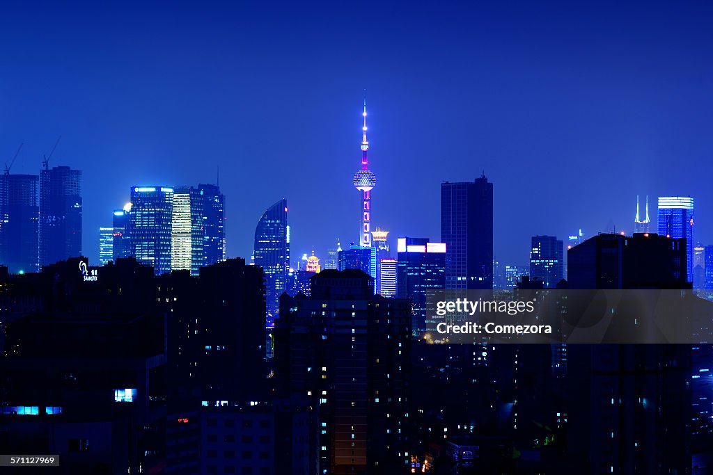 Shanghai skyline at beautiful night