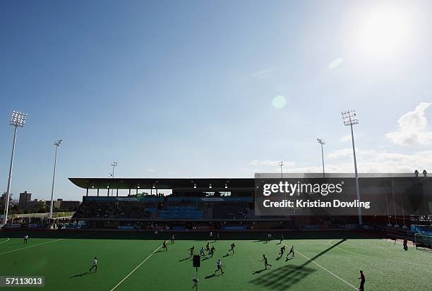General view of the Men's Hockey match between the Republic of South Africa and Trinidad during day 2 of the Melbourne 2006 Commonwealth Games at the...