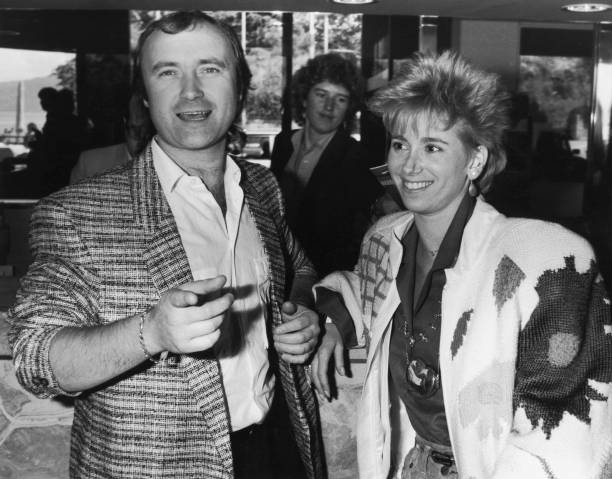 British actor and singer Phil Collins with his second wife, Jill Tavelman at the Montreux Golden Rose rock festival, 13th May 1986.