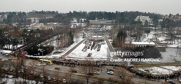 General view of the Museum of the Revolution in Belgrade, 17 March 2006, where the former Yugoslav President Slobodan Milosevic's coffin is on...