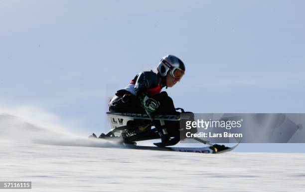 Laurie Stephens of the United States of America competes on her way to winning the Silver Medal in the Women's Giant Slalom - Sitting during Day...