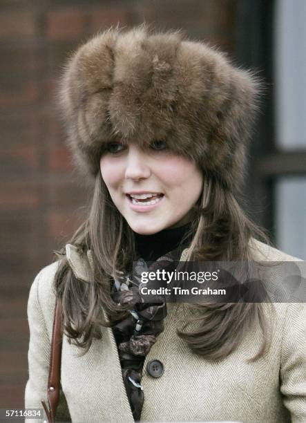 Prince William's girlfriend, Kate Middleton wears a Russian style fur hat to the final day of Cheltenham Races on March 17, 2006 in Cheltenham,...