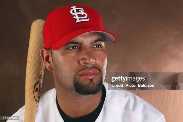 Albert Pujols of the St. Louis Cardinals poses for photos during St. Louis Cardinals Photo Day on February 28, 2006 at Roger Dean Stadium in Jupiter,...