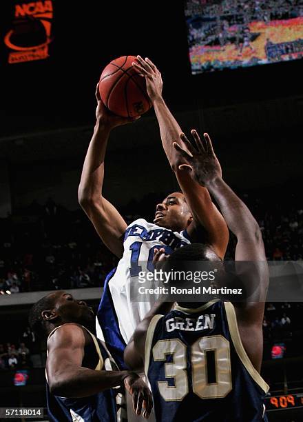 Rodney Carney of the Memphis Tigers goes up for a shot against the Oral Roberts Golden Eagles during the First Round game of the 2006 NCAA Division 1...