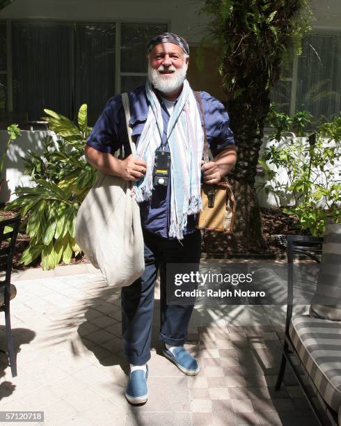 Photographer Bruce Weber prepares for a photoshoot with director Wm Wenders during the Miami International Film Festival at the National Hotel March...