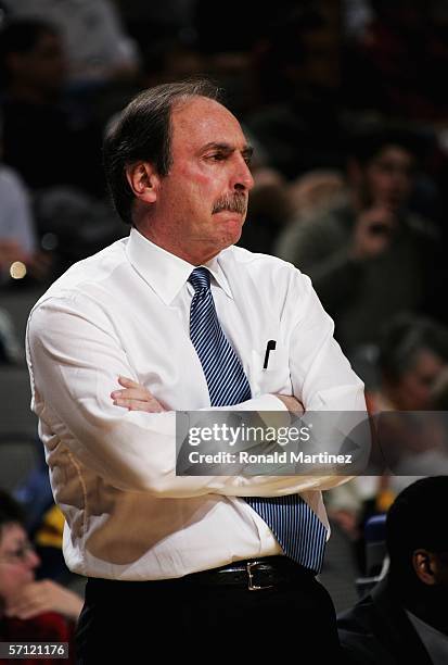 Head coach Fran Dunphy of the Pennsylvannia Quakers watches his team play against the Texas Longhorns during the First Round game of the 2006 NCAA...