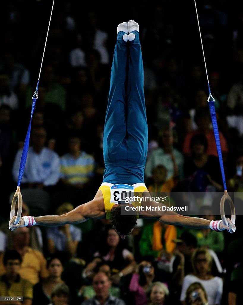 Phillipee Rizzo Philippe Rizzo of Australia performs his routine on the Rings during ...