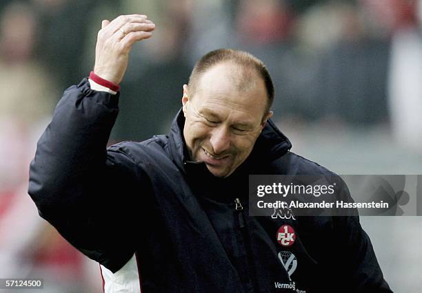 Wolfgang Wolf the coach of Kaiserslautern reacts during the Bundesliga match between Borussia Dortmund and 1.FC Kaiserslautern at the Signal Iduna...