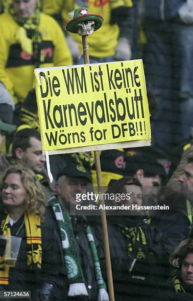 Supporters of Dortmund display their sympathy for Dortmund player Christian Woerns during the Bundesliga match between Borussia Dortmund and 1.FC...