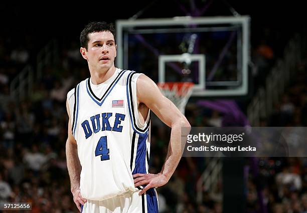 Redick of the Duke Blue Devils looks on in the second half against the George Washington Colonials during the Second Round of the 2006 NCAA Men's...