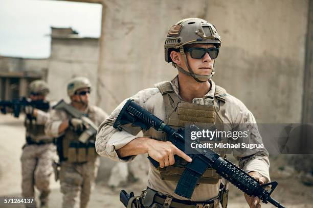 united states marines on patrol. - gi stock pictures, royalty-free photos & images