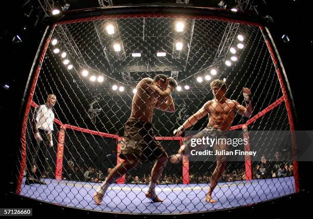 Fighters compete during the World Cage Fighting Championships at the MEN Arena on March 18, 2006 in Manchester, England.