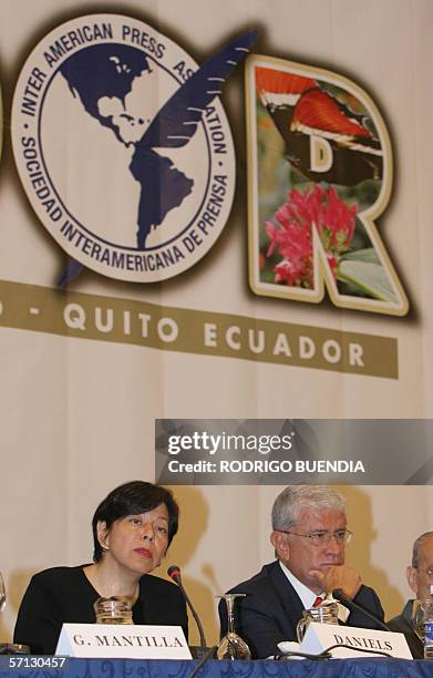 La presidenta de la Sociedad Interamericana de Prensa, Diana Daniels , habla durante la inauguracion de la Reunion de Medio Ano de la Sociedad...