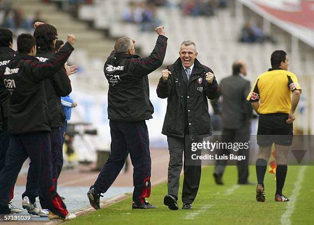 Osasuna's coach Javier Aguirre celebrates Osasuna's goal during the match between RCD Espanyol and Osasuna, of La Liga, on March 2006, played at the...