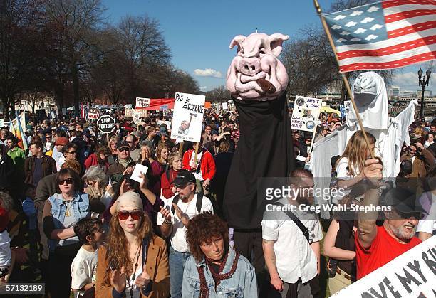 Protesters rally in Waterfront Park before marching to mark the third anniversary of the war in Iraq March 19, 2006 in Portland, Oregon. Thousands...
