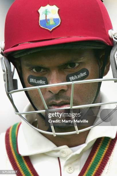 Shivnarine Chanderpaul, captain of the West Indies, leaves the field after the mornings play during day four of the second test match between New...