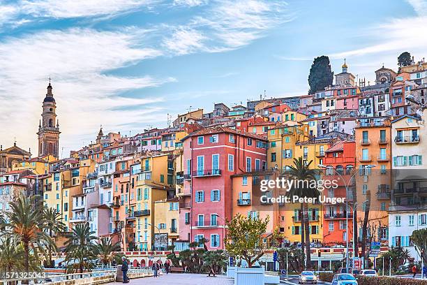 old town of menton, france - costa azzurra foto e immagini stock